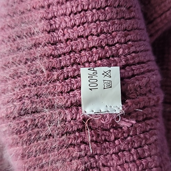 Stocking cap dusty rose acrylic knit faux mohair double layer  Barbiecore - Picture 3 of 7